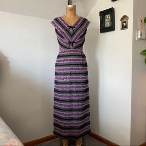 vintage 70s black chiffon wiggle dress w/ flowers